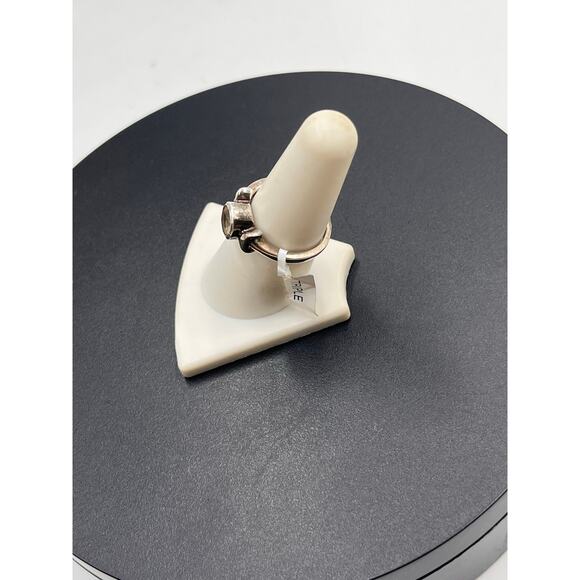 Designer Signed Sterling Silver Round Bezel Set Citrine Ring Sz 7.25 - Picture 6 of 12